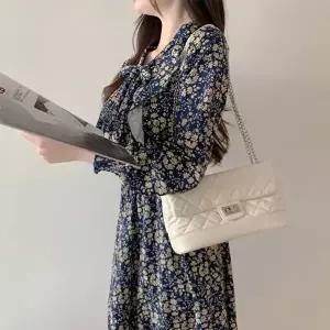 긴팔 원피스 꽃무늬 리본 프릴 플라워 봄 가을 쉬폰 (KYR-WEE8EA9)