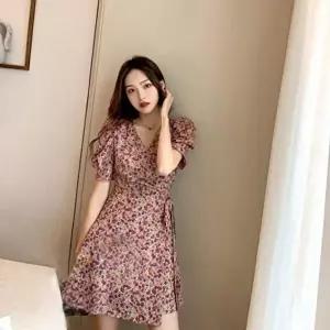 랩원피스 꽃무늬플라워 봄여름 비치 로브 미니 (KYR-WFH75HD)