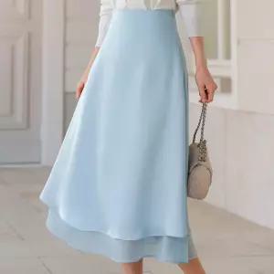 [시크라인] (~XXL까지) 엘라드 시스루 새틴 스커트 봄 가을 하체커버 플레어 하객룩 오피스룩 모임룩 격식룩 빅사이즈