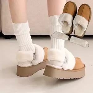 여성 투웨이퍼 고리 털슬리퍼 1P 뒷꿈치 스트랩 신발