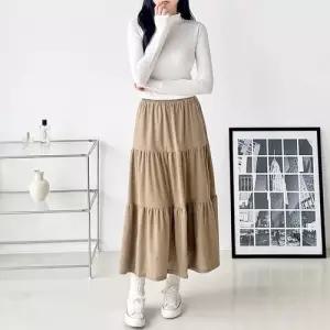 여성 골덴 캉캉 티어드 롱 스커트 WDMS-WSK-TS14564737