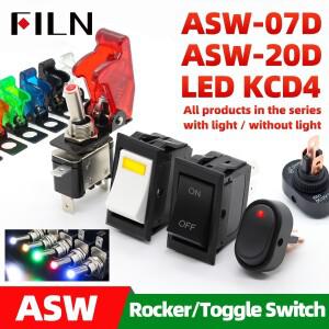 FILN 로커 스위치 자동 보트 트럭 조명 Led 토글 안전 항공기 플립 업 커버 가드 12V20A ASW-07D