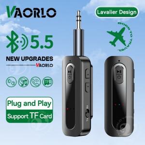 VAORLO Bluetooth 5.5 오디오 수신기 송신기 지원 TF 카드  자동차 PC 용 마이크가 3.5MM AUX 스테레오 음