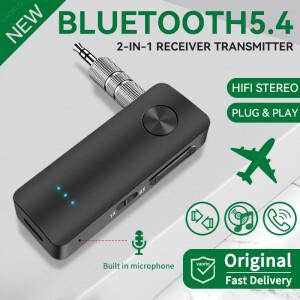 2-In-1 무선 오디오 어댑터 Bluetooth 5.4 수신기 송신기 자동차 스피커 호환 TV PC 비행기 용 3.5mm AUX