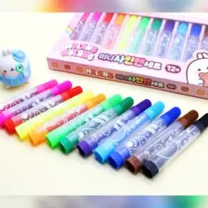 어린이 사인펜세트 12개입 컬러 12색 묶음상 기념품 스터디 학원 학교 미니 학용품 공부방 싸인 채점손잡이