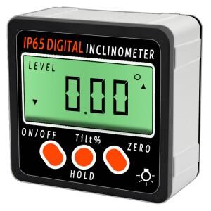 IP54 검정색 자기 기반 디지털 각도기 베벨 게이지 경사계(백라이트 박스 레벨 포함)