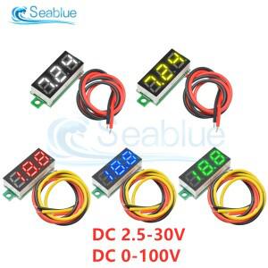 5Pcs 0.28 인치 DC LED 디지털 전압계 0-100V 측정기 자동차 모바일 전원 테스터 감지기 12V 빨간색 녹색