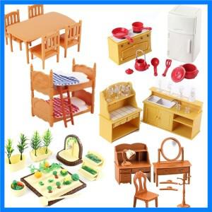 숲 동물 가족 인형 집 가구 1/12 소형 장난감 소녀 인형 액세서리 침실 욕실 인형 집 키트 인형