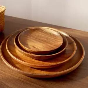 캠핑우드접시 나무 우드 접시 원형 브런치 카페 감성 디저트 그릇
