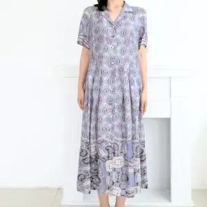 [롯데백화점]비꼴리끄 린넨 프린트 스포츠카라 원피스 B242WO2280