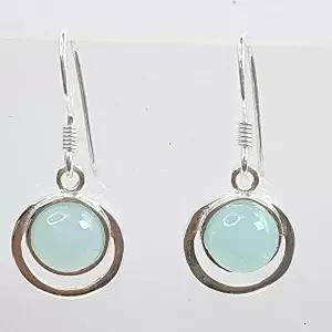 [셀러허브 패션][블루케이] A급 그린칼세도니 원석귀걸이240613-04