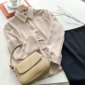 [샵앤] 여성 카라넥 2중 타이 정장 국내산 긴팔 블라우스N REI-WBL-4138-베이지