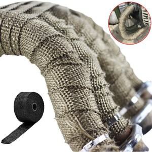 바이크 오토바이 배기 절연 테이프 25mm 5M 10M 유리 섬유 커버 열 방출 코일 용 지퍼 티타늄 블랙