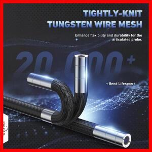 RALCAM 관절형 내시경 6.2mm 4방향 IPS 자동차 내시경 검사 카메라 (6개 조절 가능 LED 조명 포함)