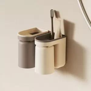 무타공 벽 부착식 칫솔 양치컵 홀더 거치대 2색상