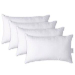 레인 린넨 12x20 베개 삽입물 - 소파 침대용 흰색 장식 베개 4종 세트, 베개 커버 던지기용 푹신한 베개 삽입물, 침대용 베개 던지기, 거실용 소파 베개, 침대 베개