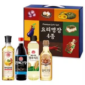 프리미엄 오일 선물세트 4종[요리유500ml+전복간장500ml+양조식초500ml+요리 올리고당500g]