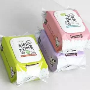 고양이 세정용 물티슈 30매 휴대용 위생 티슈 관리용품 강아지 깔끔한