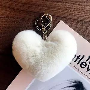 러블리 하트 방울 털장식 예쁜 무지 키링 액세서리 (KYR-WBF231B)