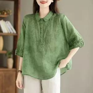 여름 칠부 여자 중년 블라우스 데일리 시원한 루즈핏 7부 빅사이즈 반팔