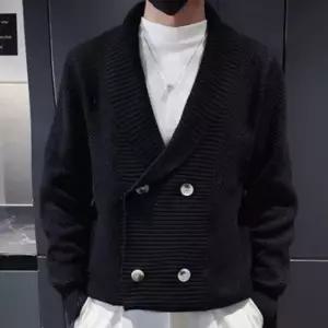 남성 가을 겨울 브이넥 더블 카라 버튼 가디건 2컬러