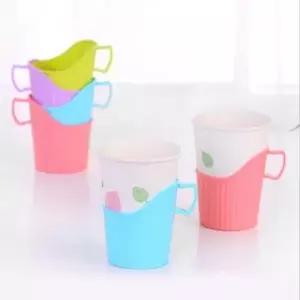 (색상 색상 랜덤-5개입)5개입 컬러 종이컵 홀더 받침 일회용컵 보관함 테이크아웃컵 손잡이 거치대 커피 정