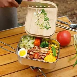 뚜껑겸용도마 0.9L 캠핑도시락 STAN304 스틸 09L