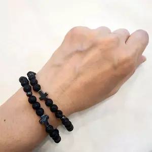 십자가 펜던트 화산석 천연 원석 팔찌 교회 선물카톨릭 천주교 크리스찬 패션 커플 학생 미니 신상입고 기