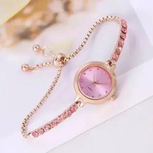 [콩심팥심]손목시계 샤인스톤 여성 심플한 핑크 데일리 인