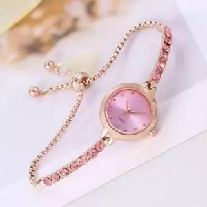 손목시계 샤인스톤 여성 심플한 핑크 데일리 인