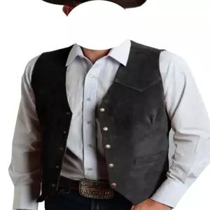 남성 조끼 스웨이드 웨스턴 패딩 수트 카우보이