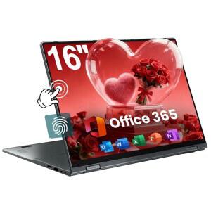 점퍼 16인치 컨버터블 DDR5 6 360도 노트북 N95 코어 컴퓨터(최대 RAM 스토리지, 지문 백라이트 BT5.2, 3.4GHz), 리더기, 프로세서가 WiFi 탑재된 키보드, 노트북, 640GB 쿼드 16GB 터치스크린,