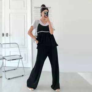 [유야]여성 쿨 무지도트 뷔스티에 블라우스 바지 세트 -FPST0447- 여름