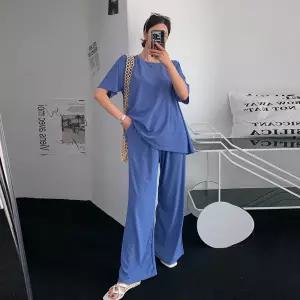 [유야]여성 아이스 반팔 롱 티셔츠 와이드팬츠 세트 -FPST0405- 여름