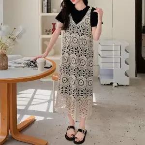 [셀러허브][프로셀러] F007267_레이어드 커버업 뜨개니트 나시원피스 (S17115039)