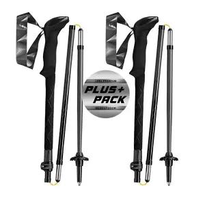 레키 플러스팩 블랙시리즈 FX 카본 4단 등산스틱 1세트 접이식 트레킹 지팡이