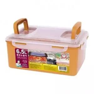 고품질 김치보관 6.5L 누름이 밀폐용기 위생 황토 투핸들 김 김장통 (WFGTXFM)