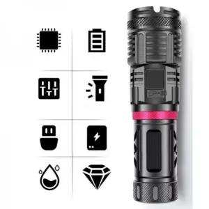 고품질 XHP160+COB 235MM 대형 LED손전등 12000루멘 슈퍼RGB 슈퍼RGB랜턴 (WFH20VA)