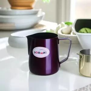 홈아트 테프론 스팀피쳐 우유 밀크저그 퍼플 커피 라떼 바리스타 도구 1L (1000ml)