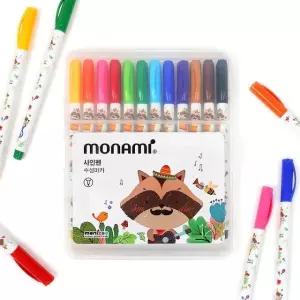 학생 수성 모나미 사인펜 블루 사인펜세트 12색 (WFHJLLI)