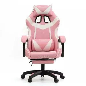 컴퓨터 핑크+화이트 게이밍 의자 발받침 (WFHJHU9)