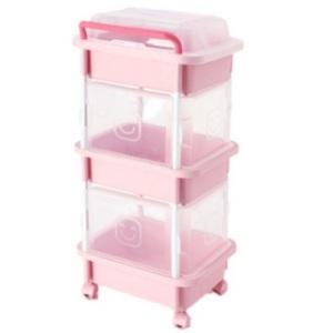 리빙스마일 정리정돈 360도 회전바퀴 안성맞춤 기저귀정리함 직사각 3단 일반형_A형 핑크