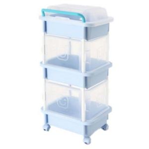 리빙스마일 정리정돈 360도 회전바퀴 안성맞춤 기저귀정리함 직사각 3단 일반형_A형 블루