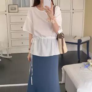 여성 대형 가오리핏 스트링 여름 박시 블라우스