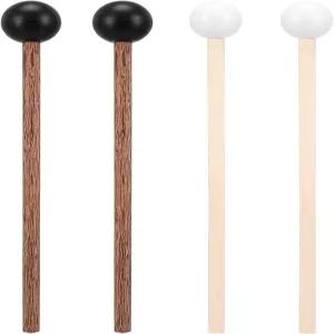 음바이요 스틸 텅 드럼 망치 4개 실로폰 글로켄슈필 악기용 고무 5.9인치 버치 우드 핸들 실리콘 헤드