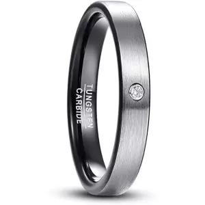083기지 맨즈 반지 텅스텐 매트라인 가로 4mm 큐빅지르코니아 CZ 진공도금 14호