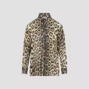 로베르토카발리 레오파드 버튼 프런트 블라우스 WQT704 9HQ71 00504