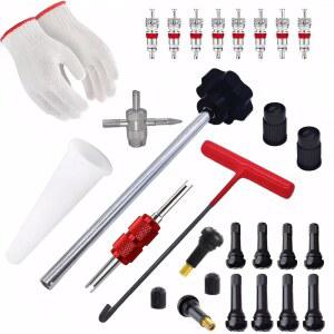 밸브 스템 및 코어 제거 교체 도구 키트 타이어 없이 설치 2-in-1 캡 렌치 5 TR413/5 TR414 포함 자동차 모터사이클 잔디깎이 ATV용