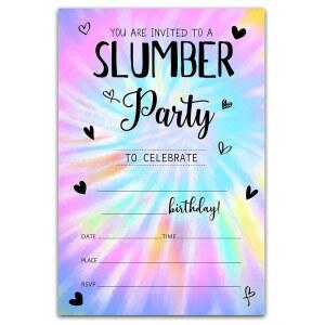 디스푸코 슬립오버 파티 초대장 여자 남자를 위한 용품 슬럼버 생일 봉투 20장이 포함된 20장 F07