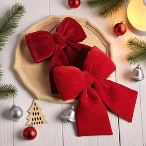 크리스마스 활 장식 벨벳 레드 보우 매듭 장식품 DIY 트리 펜던트 파티 홈 장식용